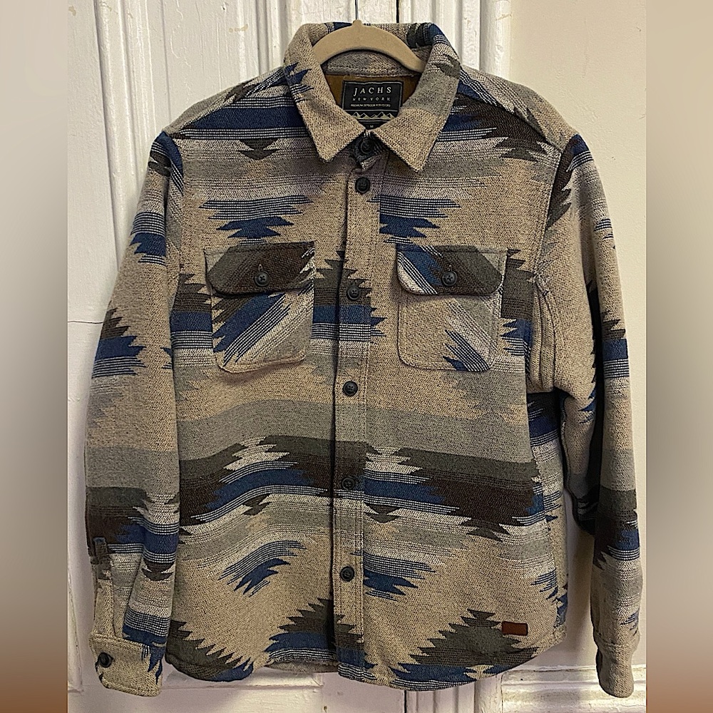 Jachs Men's Wool Blend Sherpa Lined Flannel Shirt Jacket